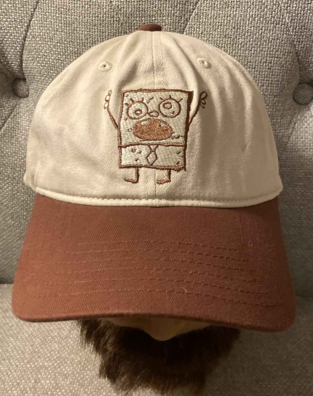 SpongeBob SquarePants Hat Brown Strapback Baseball Cap Doodle Bob Nickelodeon